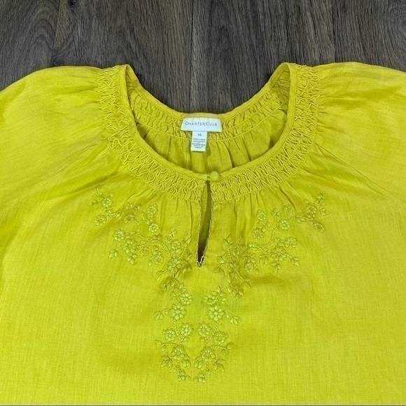 100% Linen Charter Club Linen Blouse - Picture 5 of 13